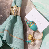 "Jeweled shell placecard holders, set of two" - Place Card Holders in blue by Joanna Buchanan