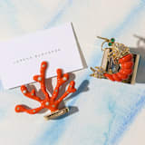 "Coral placecard holders, coral, set of two" - Place Card Holders in orange by Joanna Buchanan