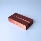 "Personalized Copper Color Rectangle Table Number Holders, Set of 5" - Place Card Holders in copper by Corduroy Effect