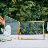 "Brass and Glass Gold Horizontal 5x7" Card Holder" - Place Card Holders in brass by Lea Li