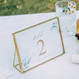 "Brass and Glass Gold Horizontal 5x7" Card Holder" - Place Card Holders in brass by Lea Li