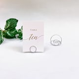 "Silver Wire Circle Table Number Card Holder, Set of 5" - Place Card Holders in green by JV Country Creations
