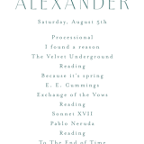"Tidal Stripe" - Wedding Programs in Sky by Katharine Watson - Detail