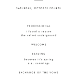 "Forever" - Wedding Programs in Ink by Blustery August - Detail