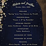 "Outside" - Wedding Programs in Navy by Rebecca Bowen - Detail