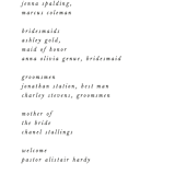 "tomorrows" - Wedding Programs in Ink by Lori Wemple - Detail