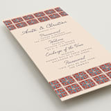 "Block Print Tile" - Wedding Programs in Terracotta by Katharine Watson - Detail