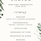 "Natures Greens" - Wedding Programs in Ivory by Susan Moyal - Detail