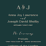 "Snippet" - Wedding Programs in Pine by Sarah Brown - Detail