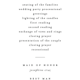 "Scripted Union" - Wedding Programs in Pearl by Kelly Schmidt - Detail