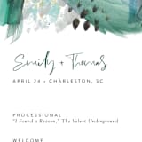 "Feathery Painted" - Wedding Programs in Teal by Erika Firm - Detail