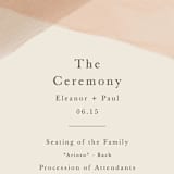 "Desert Wash" - Wedding Programs in Peach by Amy Kross - Detail