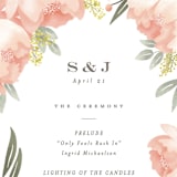 "Peony Wreath" - Wedding Programs in Peach by Joanna Griffin - Detail
