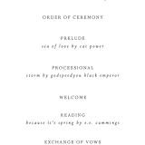 "Floral Union" - Wedding Programs in Black Sugar by Pati Cascino - Detail