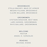"Ophelia" - Wedding Programs in Golden by Mere Paper - Detail