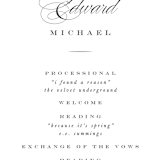 "Vow" - Wedding Programs in Tuxedo by Leah Bisch - Detail