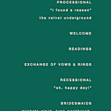"Bold Type" - Wedding Programs in Parrot by Owl and Toad - Detail