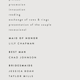 "Align" - Wedding Programs in Linen by JoAnn Jinks - Detail