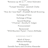 "Postale" - Wedding Programs in Ebony by Ann Gardner - Detail