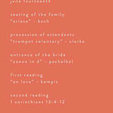 "Lines" - Wedding Programs in Melon by JeAnna Casper - Detail