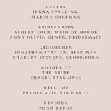 "ampersand names" - Wedding Programs in Carrot by Lori Wemple - Detail