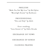 "This and That" - Wedding Programs in Diamond by Jessica Corliss - Detail
