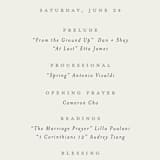 "Cadence" - Wedding Programs in Ivory by Jennifer Wick - Detail