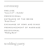 "Aligning" - Wedding Programs in Tuxedo by Genna Blackburn - Detail