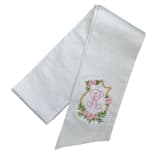 "Rose Crest Monogram Wreath Sash" - Wreaths in pink by Virginia Marcello
