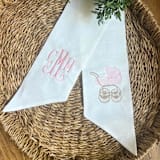 "Custom Embroidered Baby Carriage Wreath Sash with Monogram" - Wreaths in white by Virginia Marcello