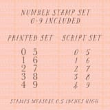 "Numbers 0-9 Set of Rubber Stamps for Place Cards" - Rubber Stamps in natural by The Homebody Society
