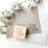 "Save the Date Script Stamp" - Rubber Stamps in green by Paper Sushi