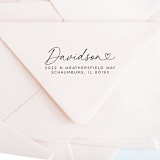 "Custom Heart Script Address Stamp | Self-Inking | Black Ink" - Address Stamps in black by Casey Harp