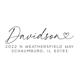 "Custom Heart Script Address Stamp | Self-Inking | Black Ink" - Address Stamps in black by Casey Harp