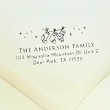 "Christmas Stockings Address Stamp | Self Inking Return Address Stamp" - Address Stamps in black by Samantha Malvey