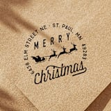 "Custom Santa and Reindeer Address Stamp | Self Inking Stamp" - Address Stamps in black by Sara Luke
