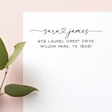 "Custom Heart Return Address Stamp for Wedding Invitations | Personalized Self-Inking Stamp" - Address Stamps in black by Sara Luke