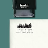 "Custom Return Address Stamp | Tree Line Design | Forest Wedding | Self-Inking" - Address Stamps in black by The Homebody Society