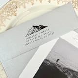 "Custom Return Address Stamp | Outdoor Mountain Wedding Design | Self-Inking" - Address Stamps in black by The Homebody Society