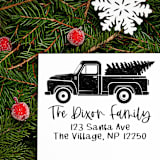"Custom Holiday Truck Address Stamp | Self-Inking | Black Ink" - Address Stamps in black by Casey Harp