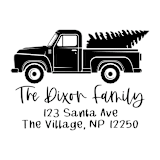 "Custom Holiday Truck Address Stamp | Self-Inking | Black Ink" - Address Stamps in black by Casey Harp