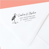 "Custom Return Address Stamp | Blue Heron Design | Beach Theme | Destination Wedding | Self-Inking" - Address Stamps in black by The Homebody Society