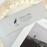"Custom Return Address Stamp | Blue Heron Design | Beach Theme | Destination Wedding | Self-Inking" - Address Stamps in black by The Homebody Society