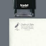 "Custom Return Address Stamp | Blue Heron Design | Beach Theme | Destination Wedding | Self-Inking" - Address Stamps in black by The Homebody Society