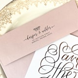 "Custom Return Address Stamp | Moth With Romantic Script Design | Self-Inking" - Address Stamps in black by The Homebody Society