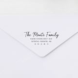 "Brushed Family Stamp - Modern Script Address Stamp | Self-inking Stamp" - Address Stamps in multicolorassorted-colors by Sara Luke