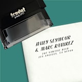 "Custom Self-Inking Address Stamp For Two Last Names" - Address Stamps in black by The Homebody Society