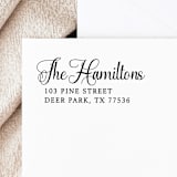 "Elegant Calligraphy Address Stamp | Self-Inking Return Address Stamp" - Address Stamps in black by Samantha Malvey