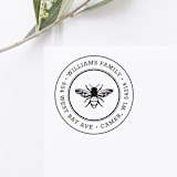 "Honey Bee Return Address Stamp, Round Self Inking" - Address Stamps in black by Port of Reverie