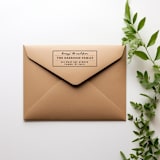 "Retro Return Address Stamp, Self Inking Rectangle" - Address Stamps in black by Port of Reverie